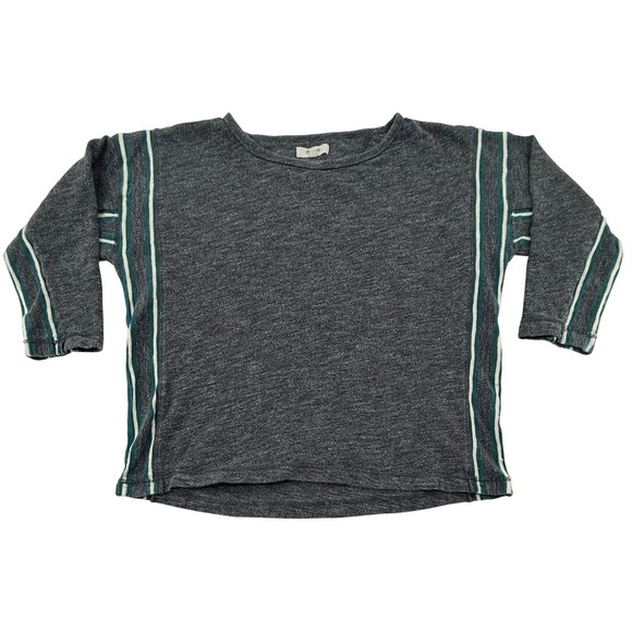 Madewell Tops - Madewell Womens‎ Small Gray Striped Cropped Sweatshirt Boxy Casual Top